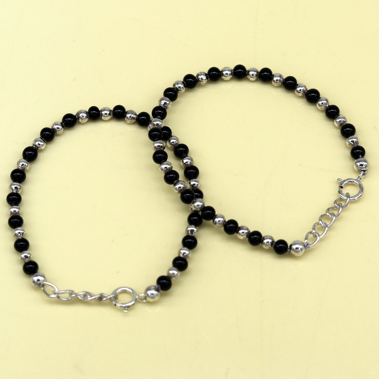925 sterling silver handmade baby necklace pendant set with gorgeous adjustable black beads bracelet and 3 little pendants jewelry babyset1 - TRIBAL ORNAMENTS