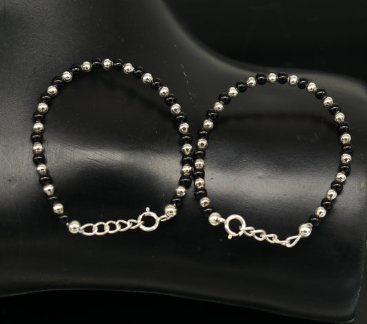 925 sterling silver handmade baby necklace pendant set with gorgeous adjustable black beads bracelet and 3 little pendants jewelry babyset1 - TRIBAL ORNAMENTS