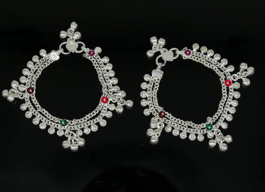 5.6" long Sterling silver handmade amazing silver ankle bracelet baby anklet noisy sound charm customized anklet personalized gifting ank221 - TRIBAL ORNAMENTS