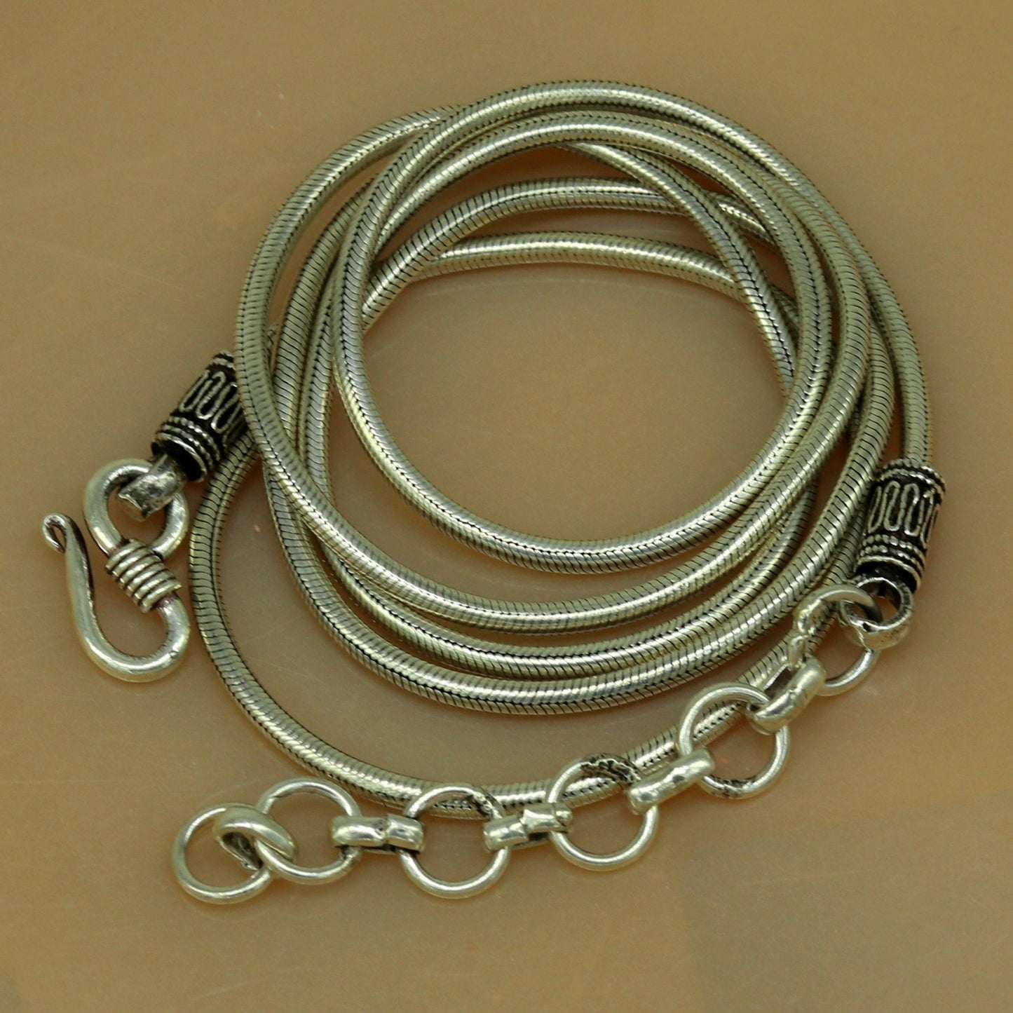 30" to 32" 925 sterling silver handmade vintage design customized snake chain belly chain waist chain, sari chain, wedding jewelry wch06 - TRIBAL ORNAMENTS