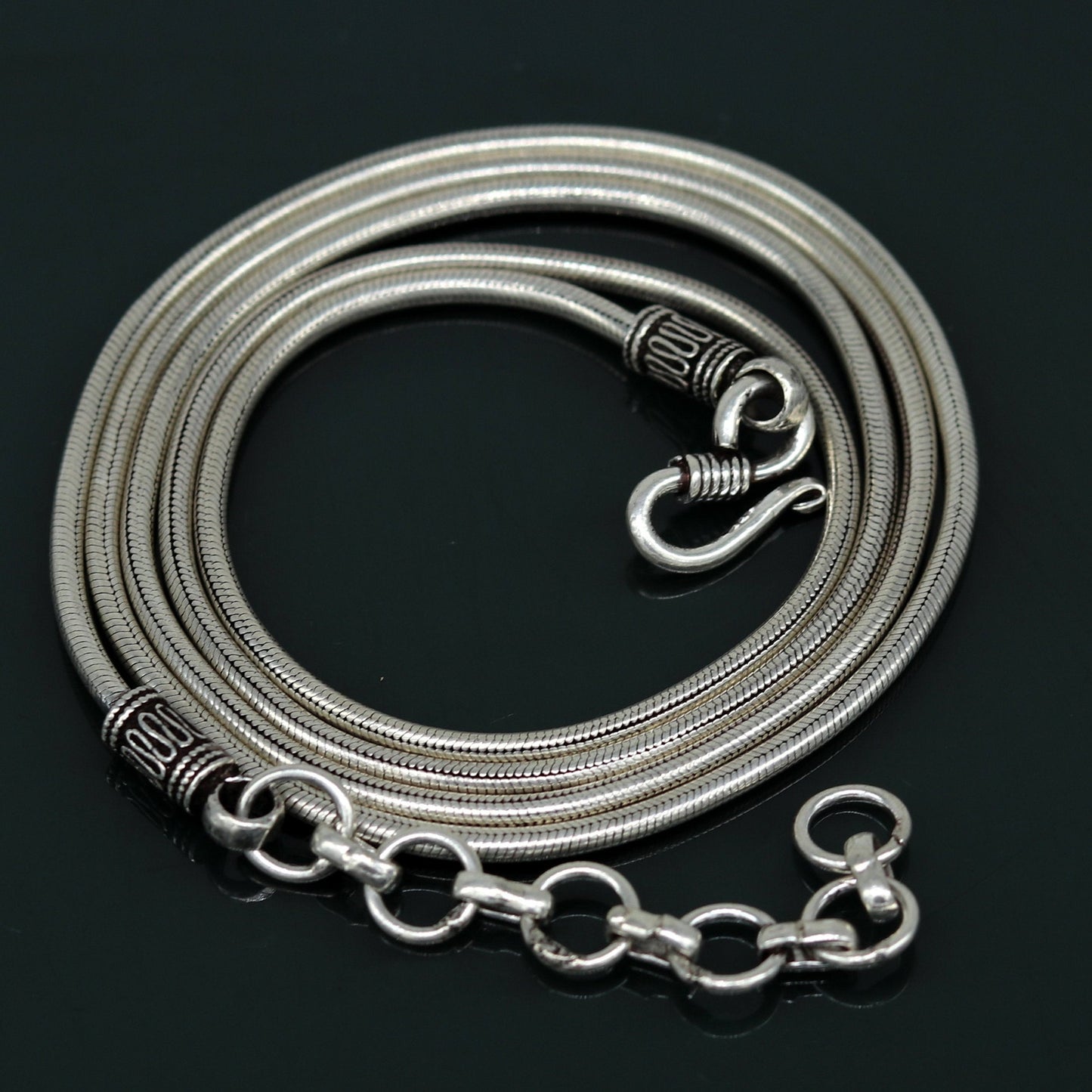 30" to 32" 925 sterling silver handmade vintage design customized snake chain belly chain waist chain, sari chain, wedding jewelry wch06 - TRIBAL ORNAMENTS