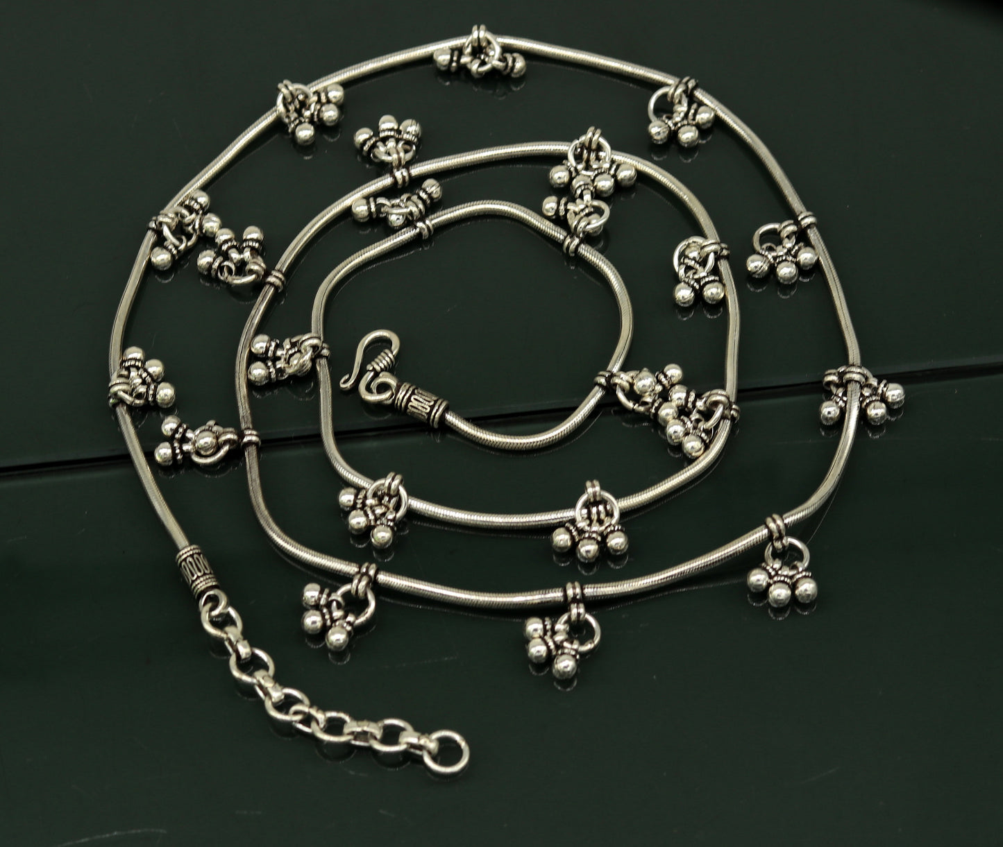34.5" to 36.5" 925 sterling silver handmade vintage design customized snake chain belly chain waist chain, sari chain, wedding jewelry wch07 - TRIBAL ORNAMENTS