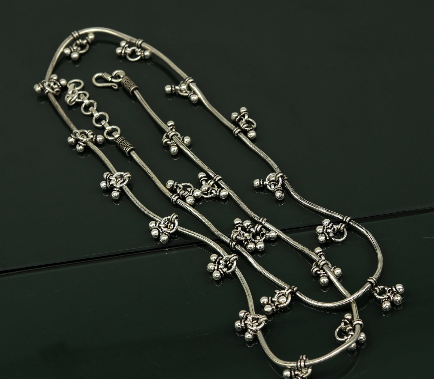 34.5" to 36.5" 925 sterling silver handmade vintage design customized snake chain belly chain waist chain, sari chain, wedding jewelry wch07 - TRIBAL ORNAMENTS