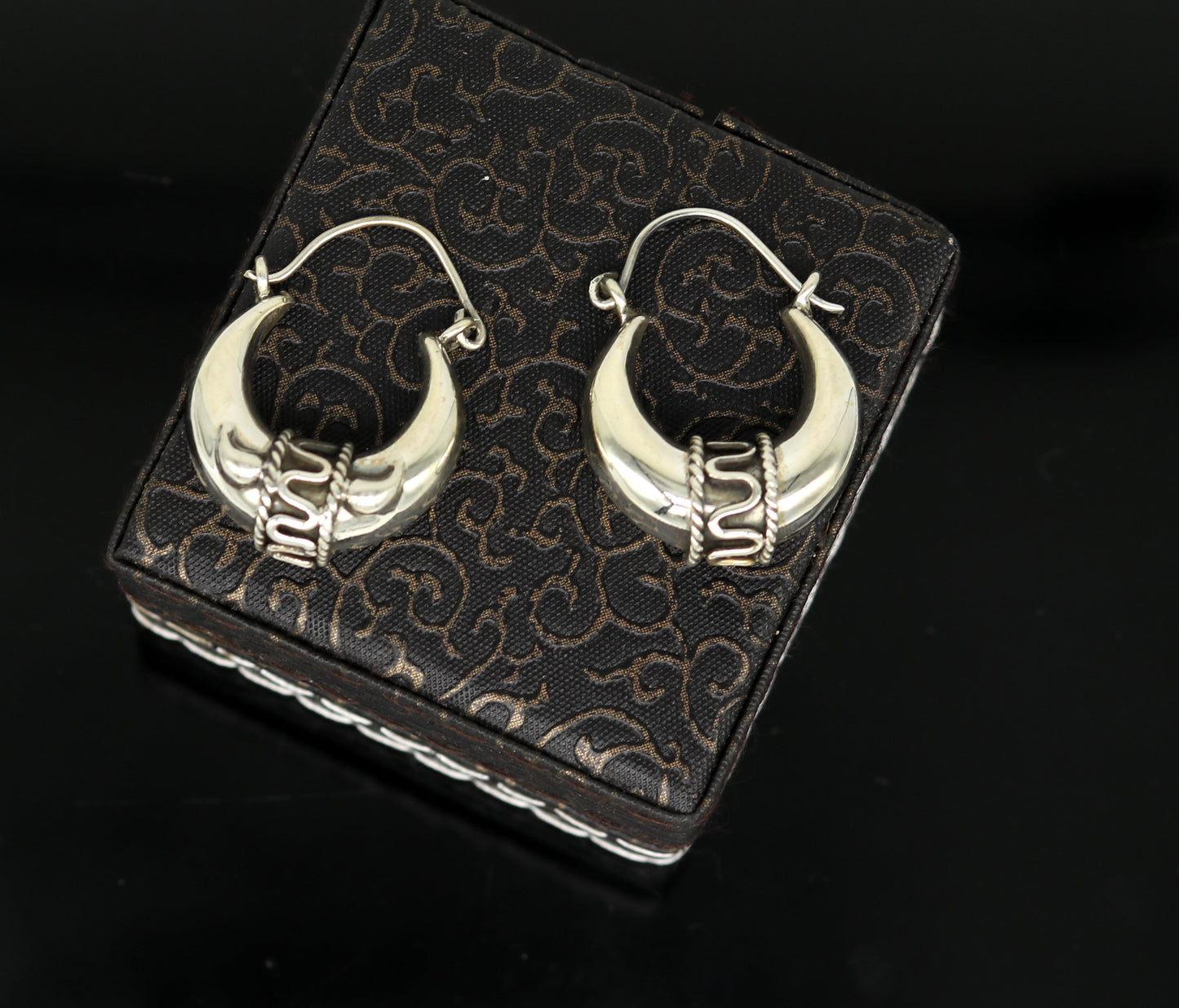 925 sterling silver handmade pretty attractive hoops stud earring bali, excellent customized stylish belly dance personalized gift ske4 - TRIBAL ORNAMENTS
