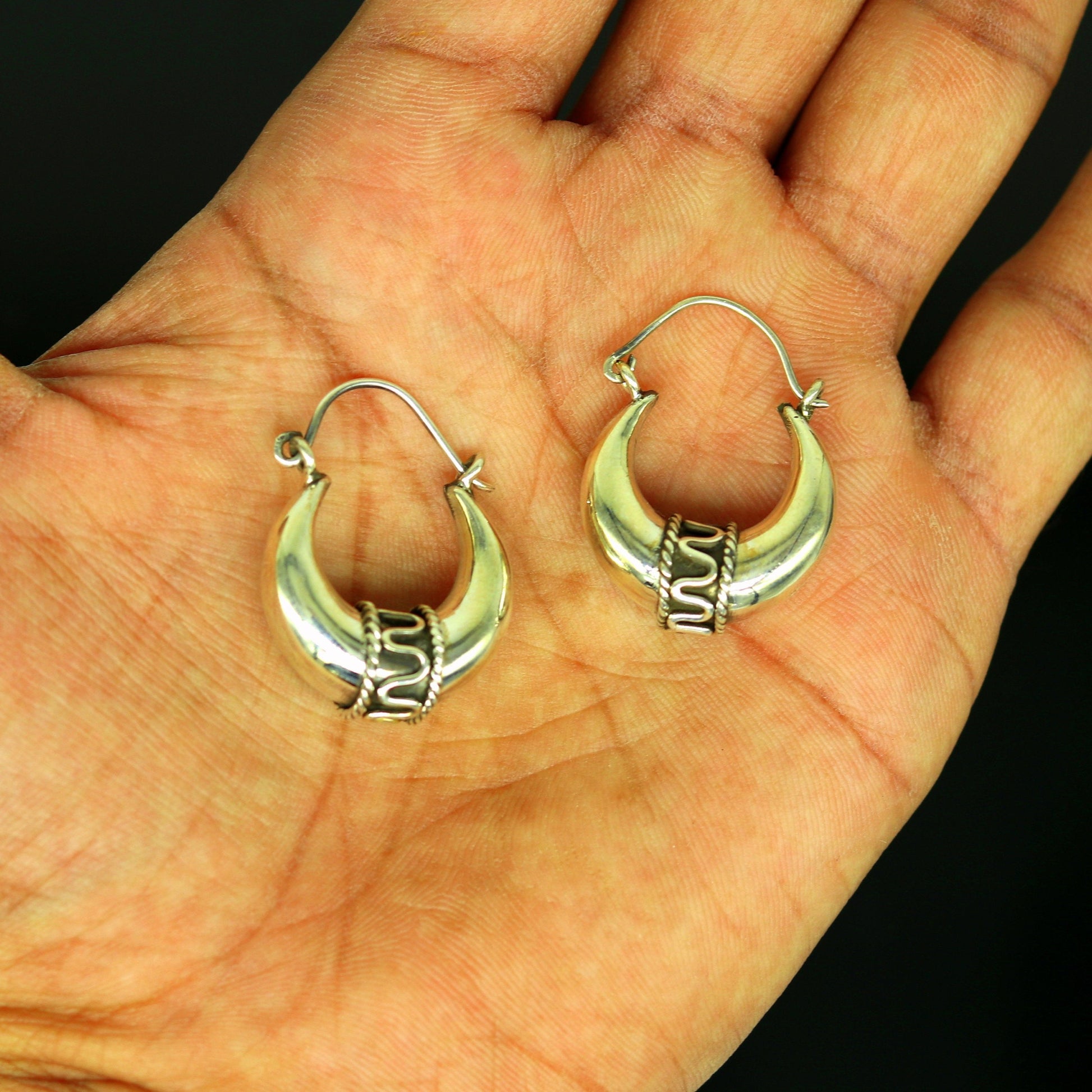 925 sterling silver handmade pretty attractive hoops stud earring bali, excellent customized stylish belly dance personalized gift ske4 - TRIBAL ORNAMENTS