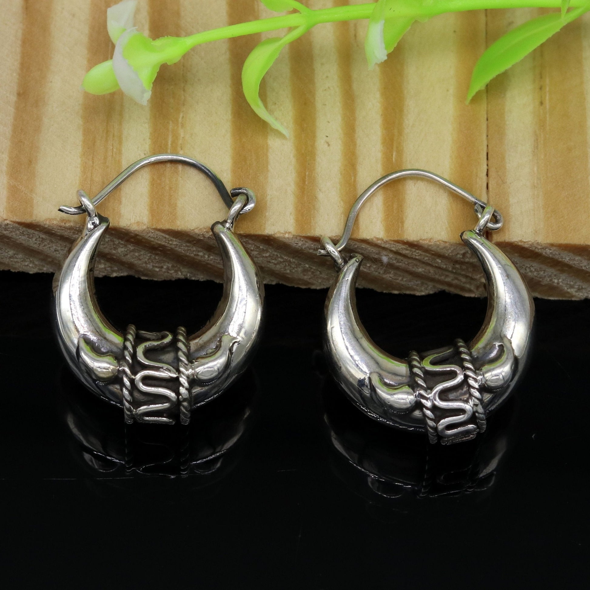 925 sterling silver handmade pretty attractive hoops stud earring bali, excellent customized stylish belly dance personalized gift ske4 - TRIBAL ORNAMENTS