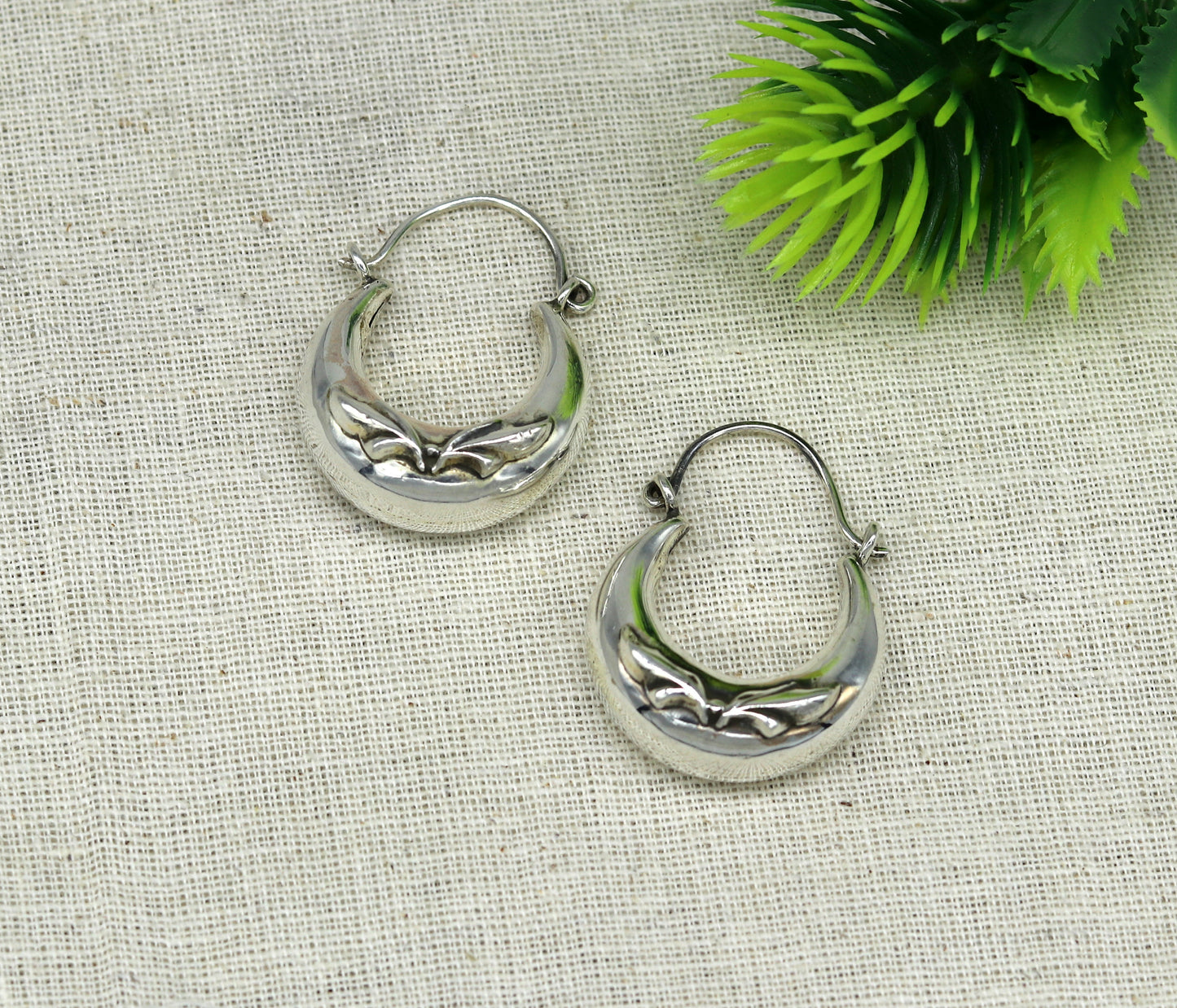 925 sterling silver handmade pretty attractive hoops stud earring bali, excellent customized stylish belly dance personalized gift ske7 - TRIBAL ORNAMENTS
