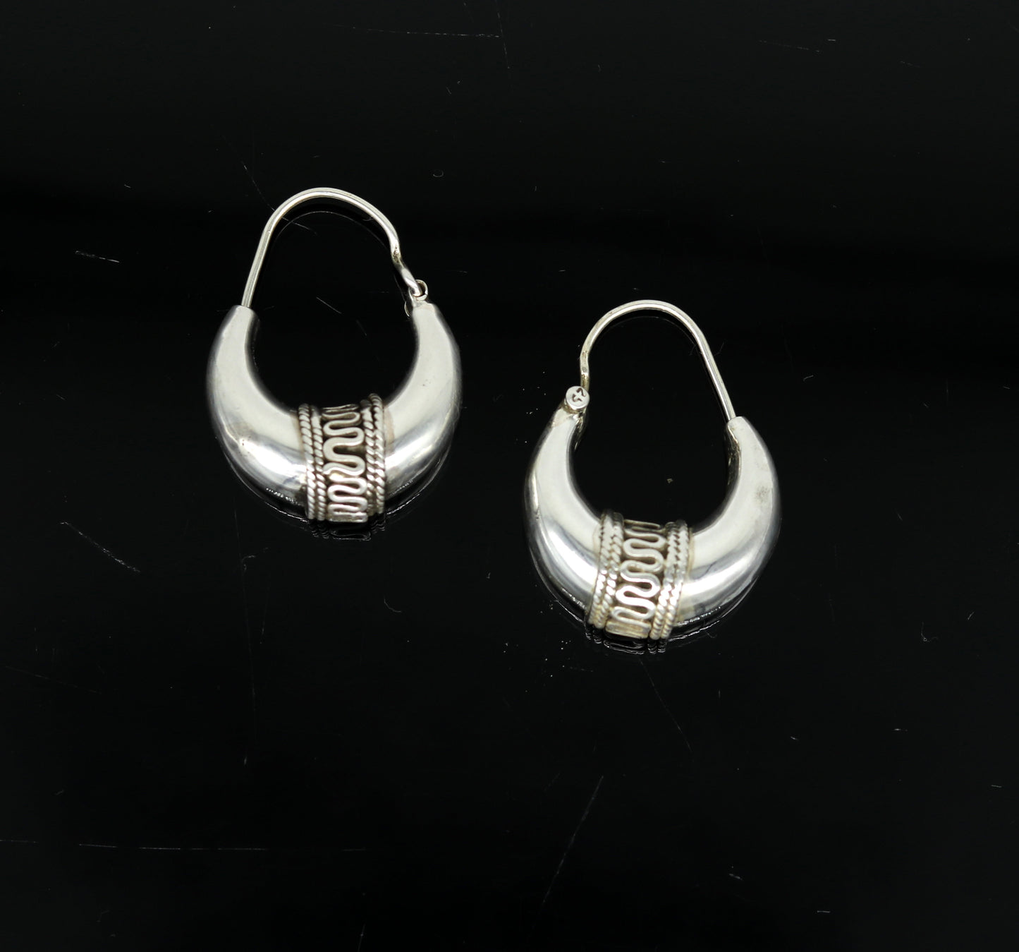 925 sterling silver handmade hoops stud earring bali, excellent customized stylish belly dance personalized gift tribal ethnic jewelry ske10 - TRIBAL ORNAMENTS
