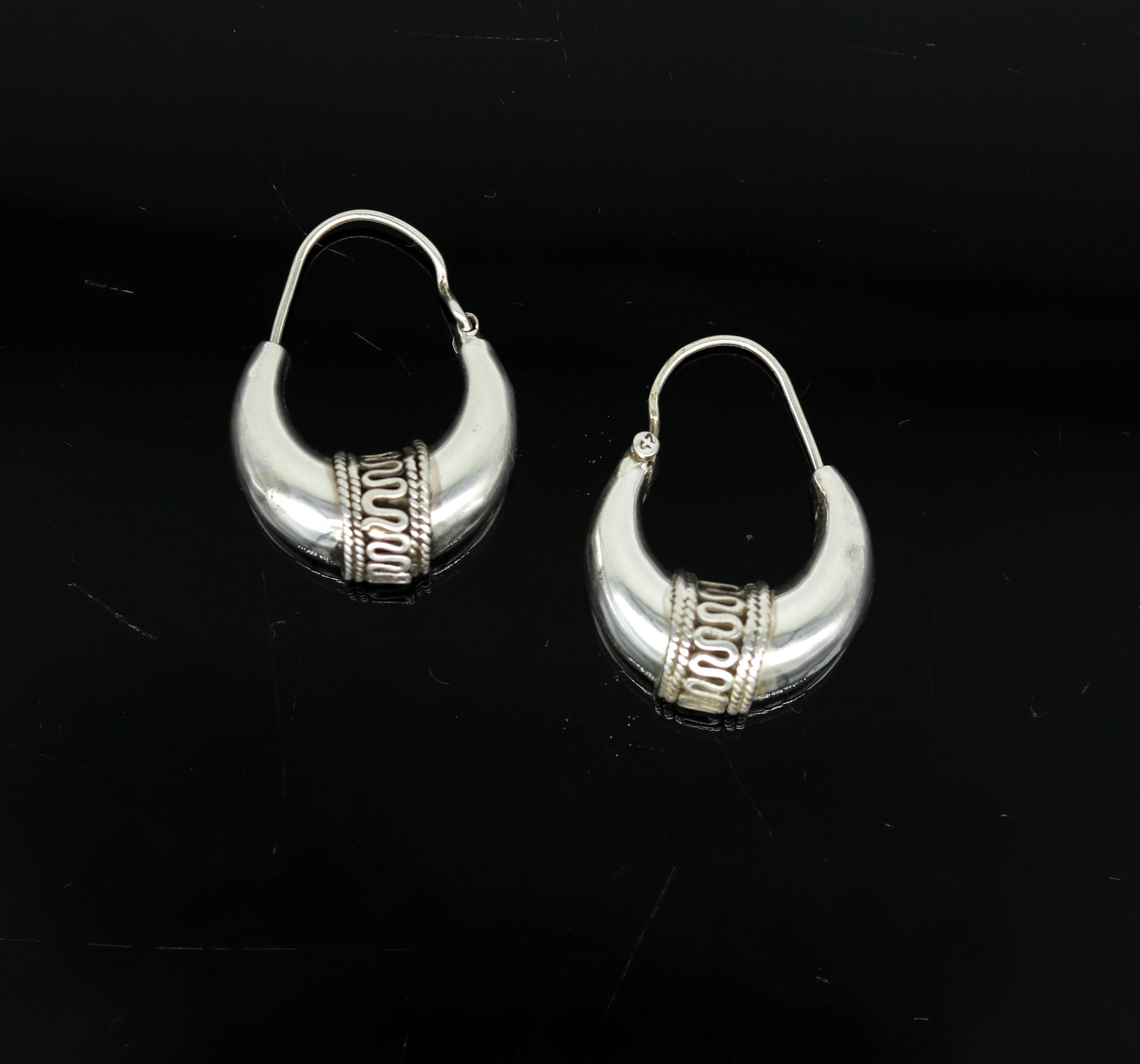 925 sterling silver handmade hoops stud earring bali, excellent customized stylish belly dance personalized gift tribal ethnic jewelry ske10 - TRIBAL ORNAMENTS