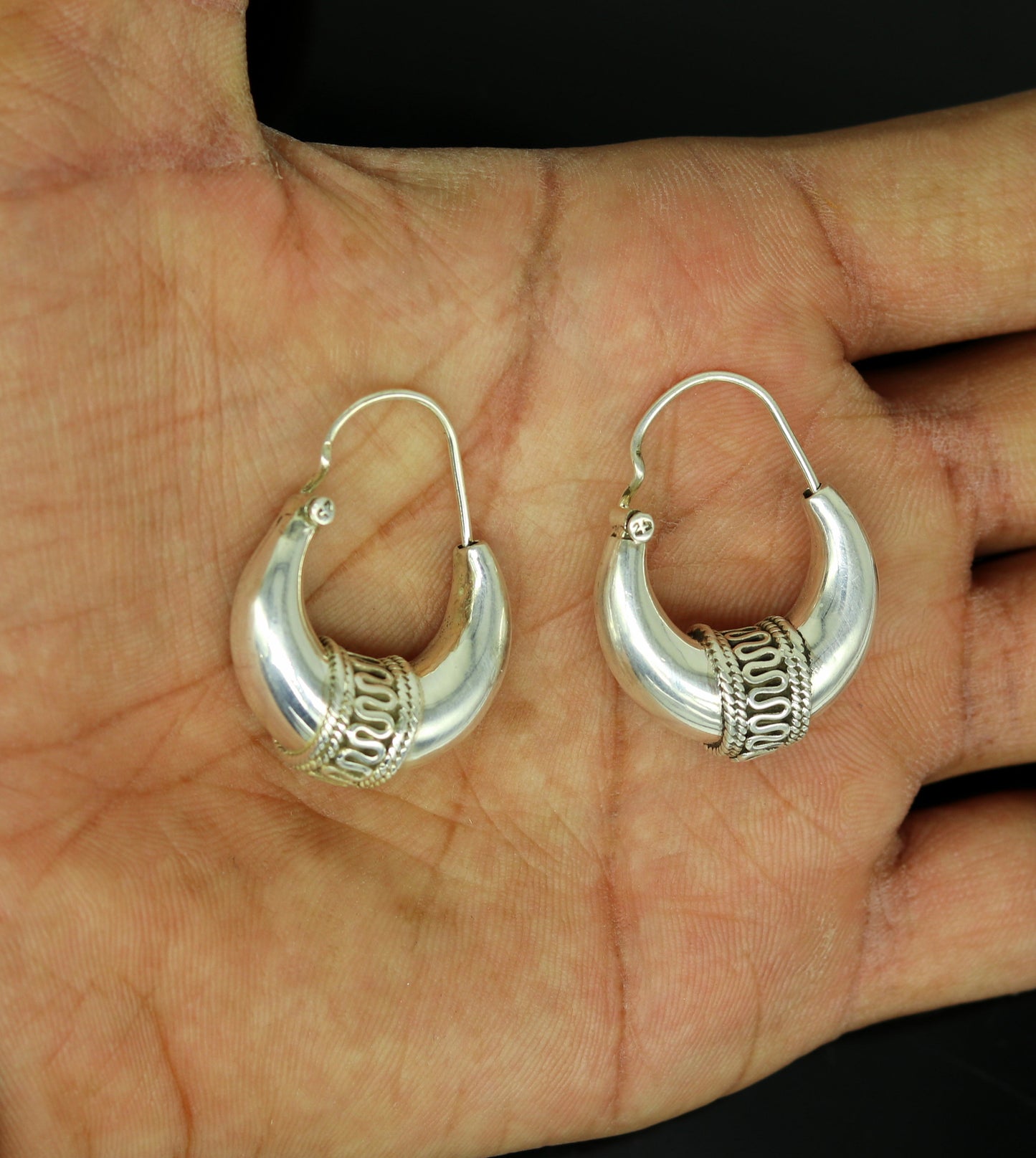 925 sterling silver handmade hoops stud earring bali, excellent customized stylish belly dance personalized gift tribal ethnic jewelry ske10 - TRIBAL ORNAMENTS