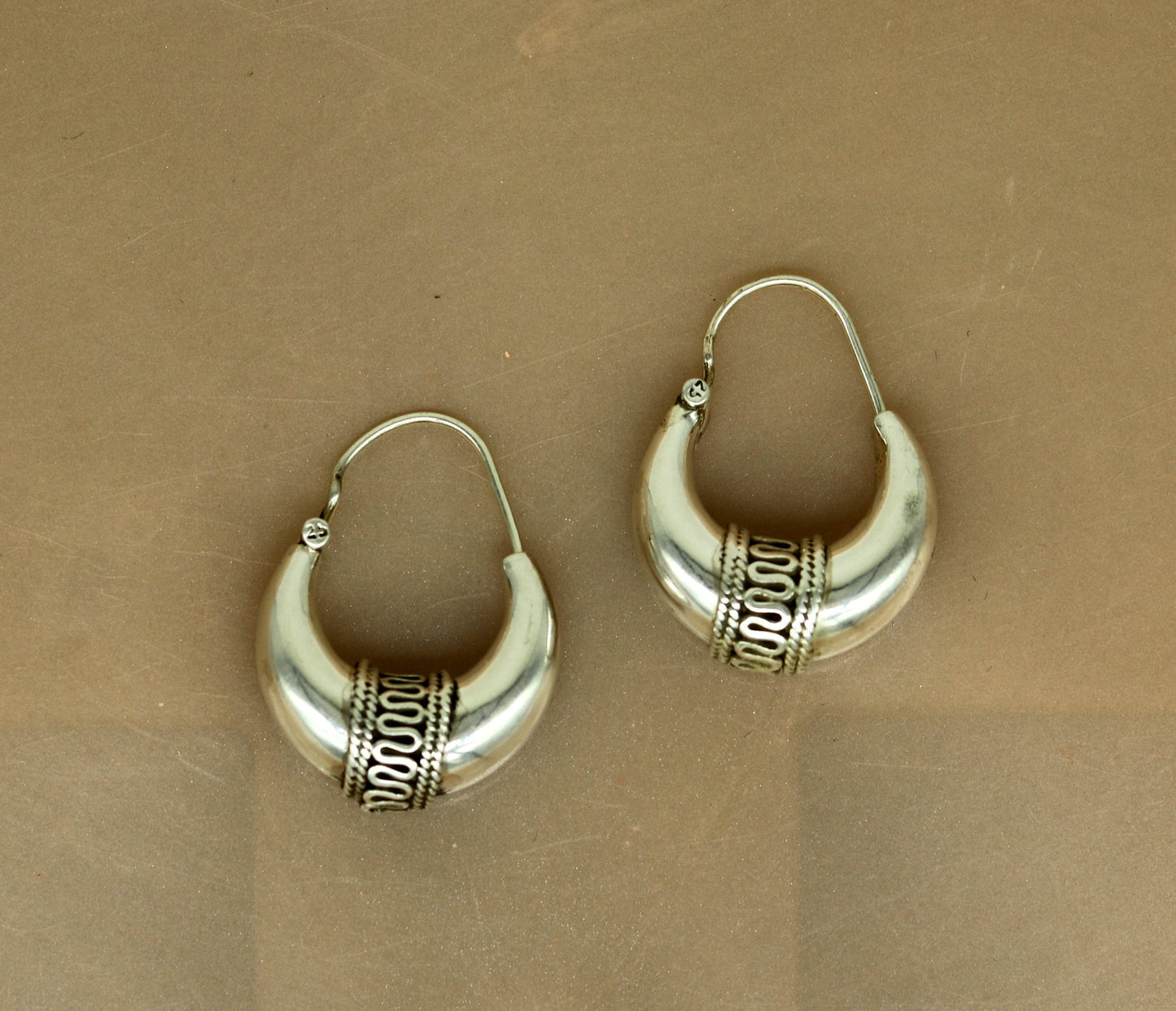 925 sterling silver handmade hoops stud earring bali, excellent customized stylish belly dance personalized gift tribal ethnic jewelry ske10 - TRIBAL ORNAMENTS