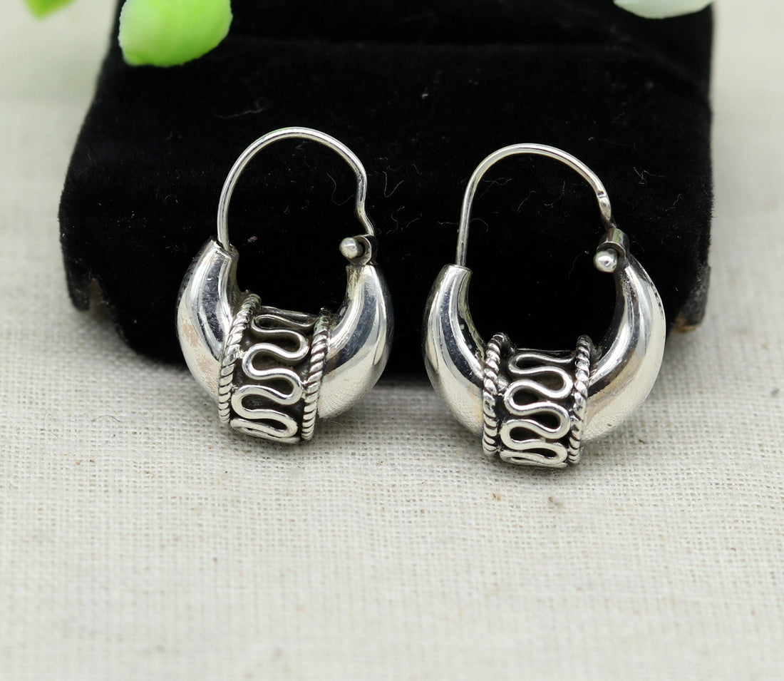 925 sterling silver handmade hoops stud earring bali, excellent customized stylish belly dance personalized gift tribal ethnic jewelry ske15 - TRIBAL ORNAMENTS