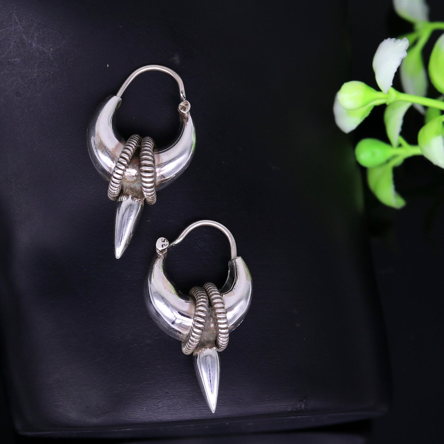 925 sterling silver handmade vintage antique design hoops earring bali, elegant customized earring gift tribal ethnic jewelry ske12 - TRIBAL ORNAMENTS