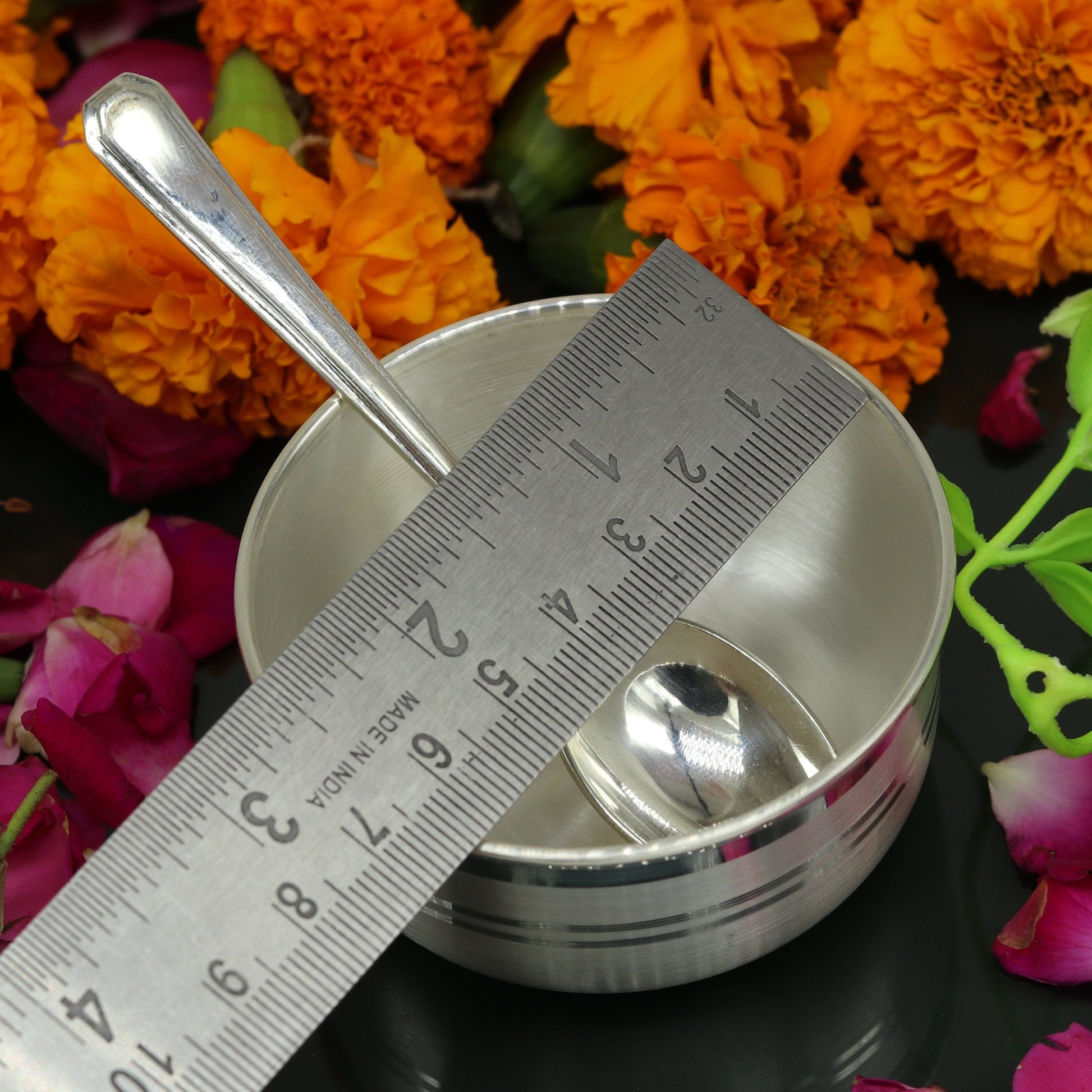 999 pure sterling silver handmade solid silver bowl kitchen utensils, vessels, silver has antibacterial properties, keep stay healthy sv56 - TRIBAL ORNAMENTS