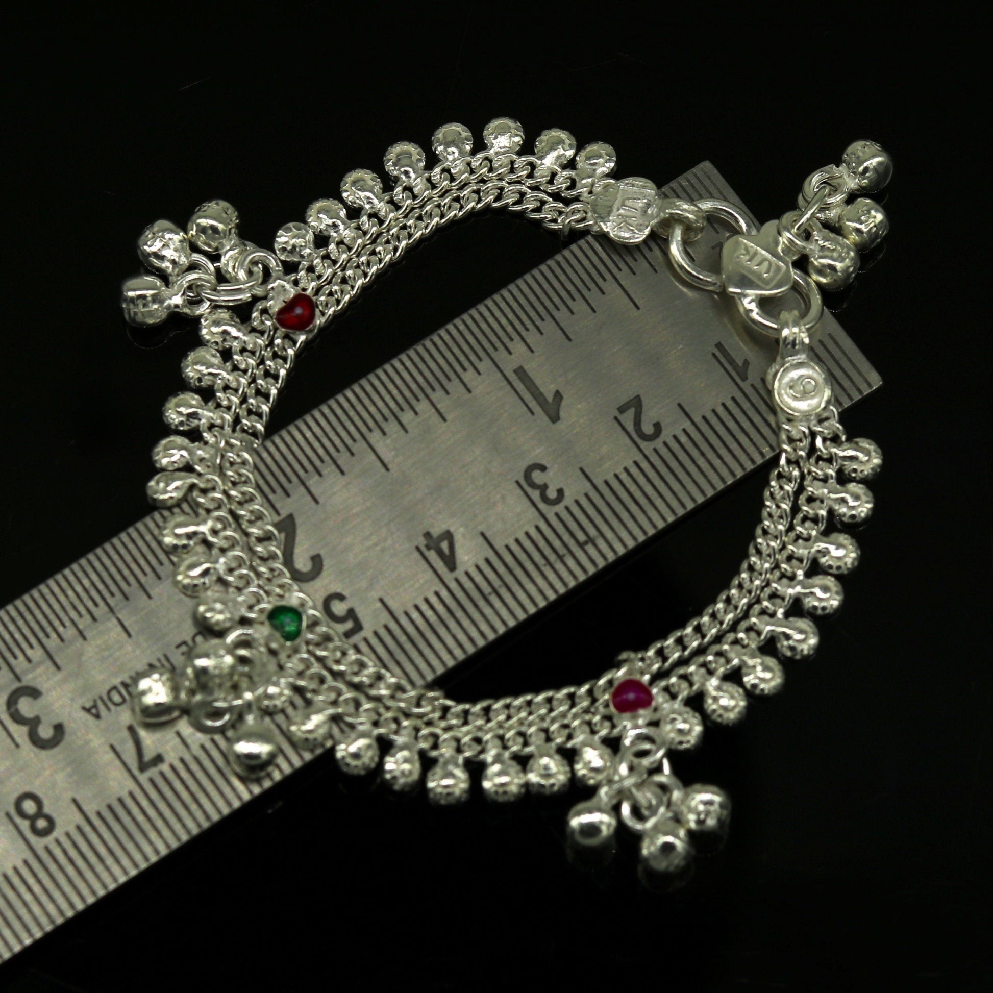 6.2" inches long handmade solid sterling silver awesome baby kids ankle bracelet customized charm bracelet unisex baby jewelry ank234 - TRIBAL ORNAMENTS