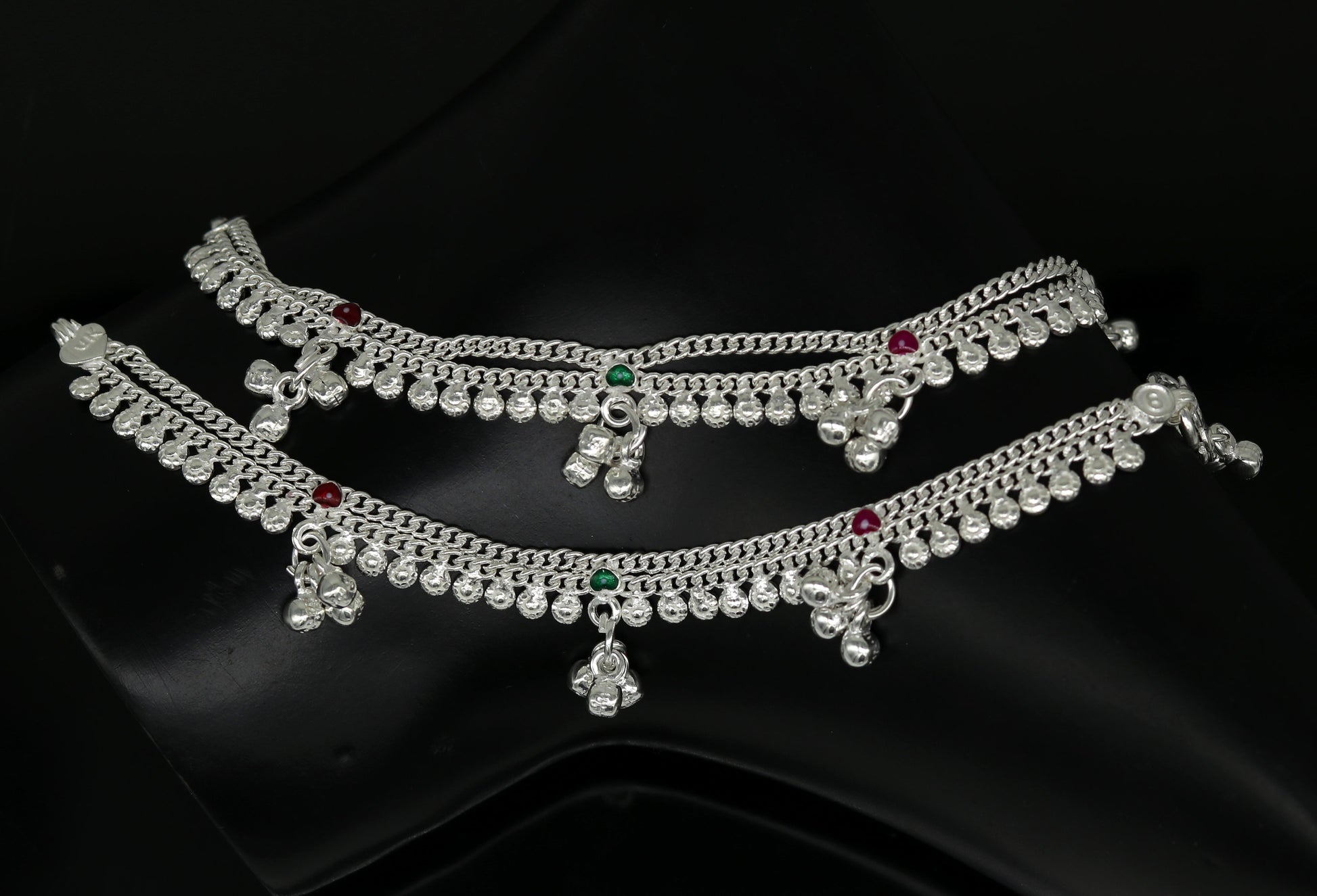 6.2" inches long handmade solid sterling silver awesome baby kids ankle bracelet customized charm bracelet unisex baby jewelry ank234 - TRIBAL ORNAMENTS