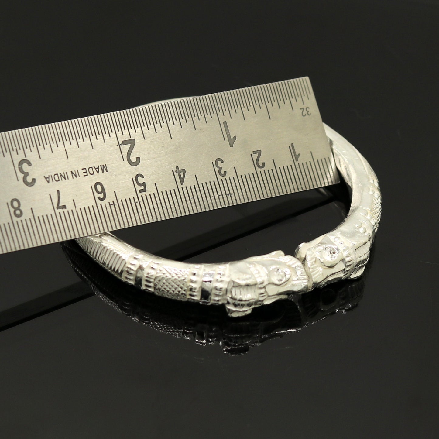 Solid silver handcrafted vintage antique style gorgeous bangle bracelet kada, customized adjustable crocodile bracelet for men's nssk241 - TRIBAL ORNAMENTS
