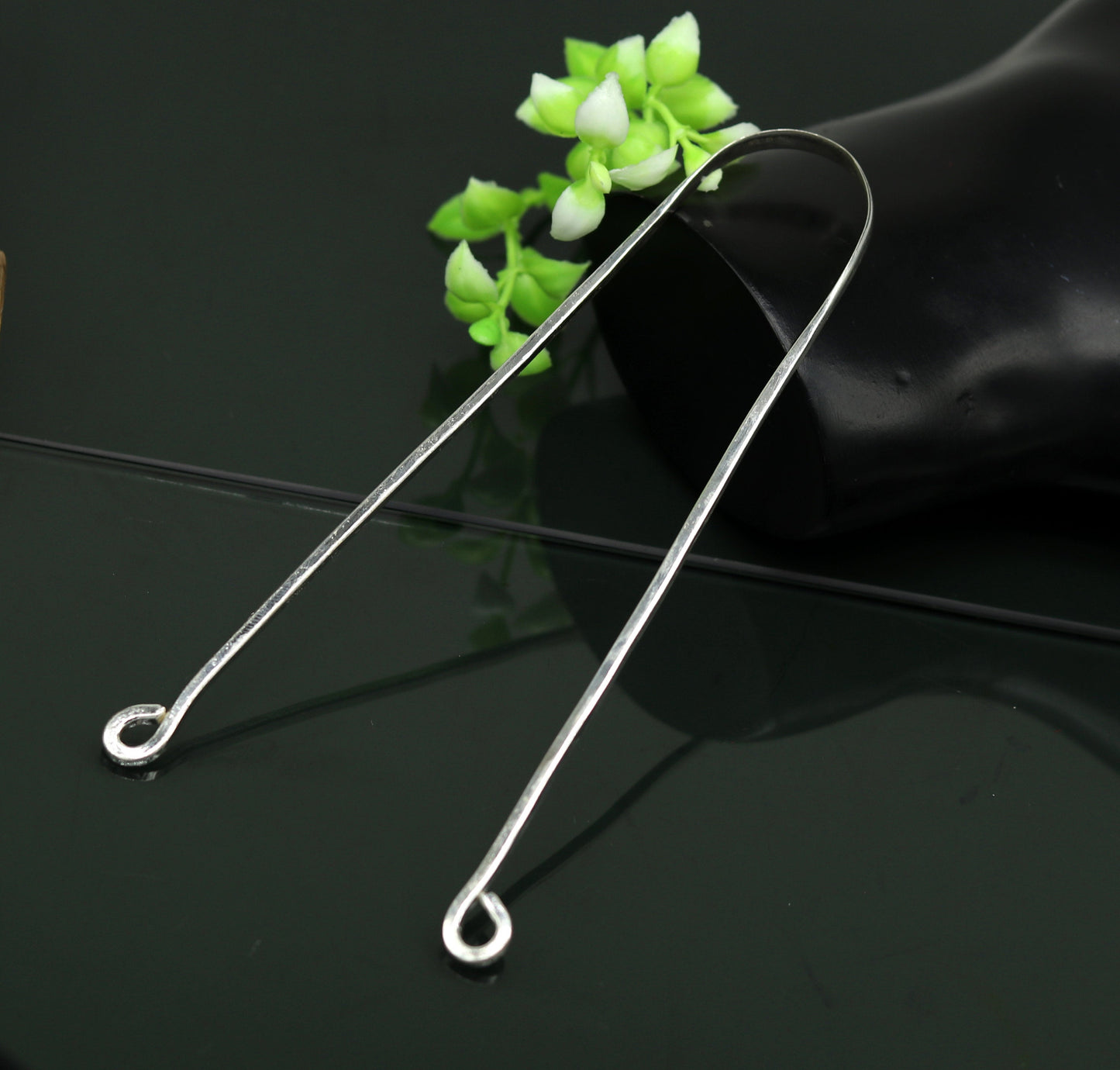 Fine silver handmade tongue cleaner scraper best for daily use and stay healthy top class genuine silver item for better health tc01 - TRIBAL ORNAMENTS