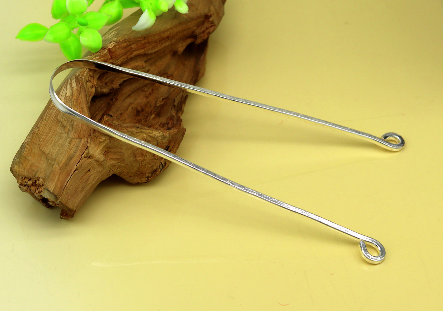 Fine silver handmade tongue cleaner scraper best for daily use and stay healthy top class genuine silver item for better health tc01 - TRIBAL ORNAMENTS