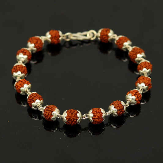 8.5" long handmade gorgeous Rudraksha beads bracelet, excellent customized gifting personalized unisex jewelry from india sbr198 - TRIBAL ORNAMENTS