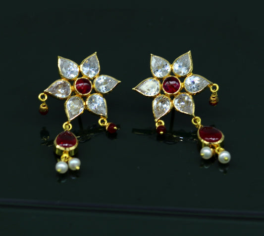 22kt yellow gold handmade gorgeous stud earring excellent stylish wedding bridesmaid customized stud earring personalized jewelry from india - TRIBAL ORNAMENTS