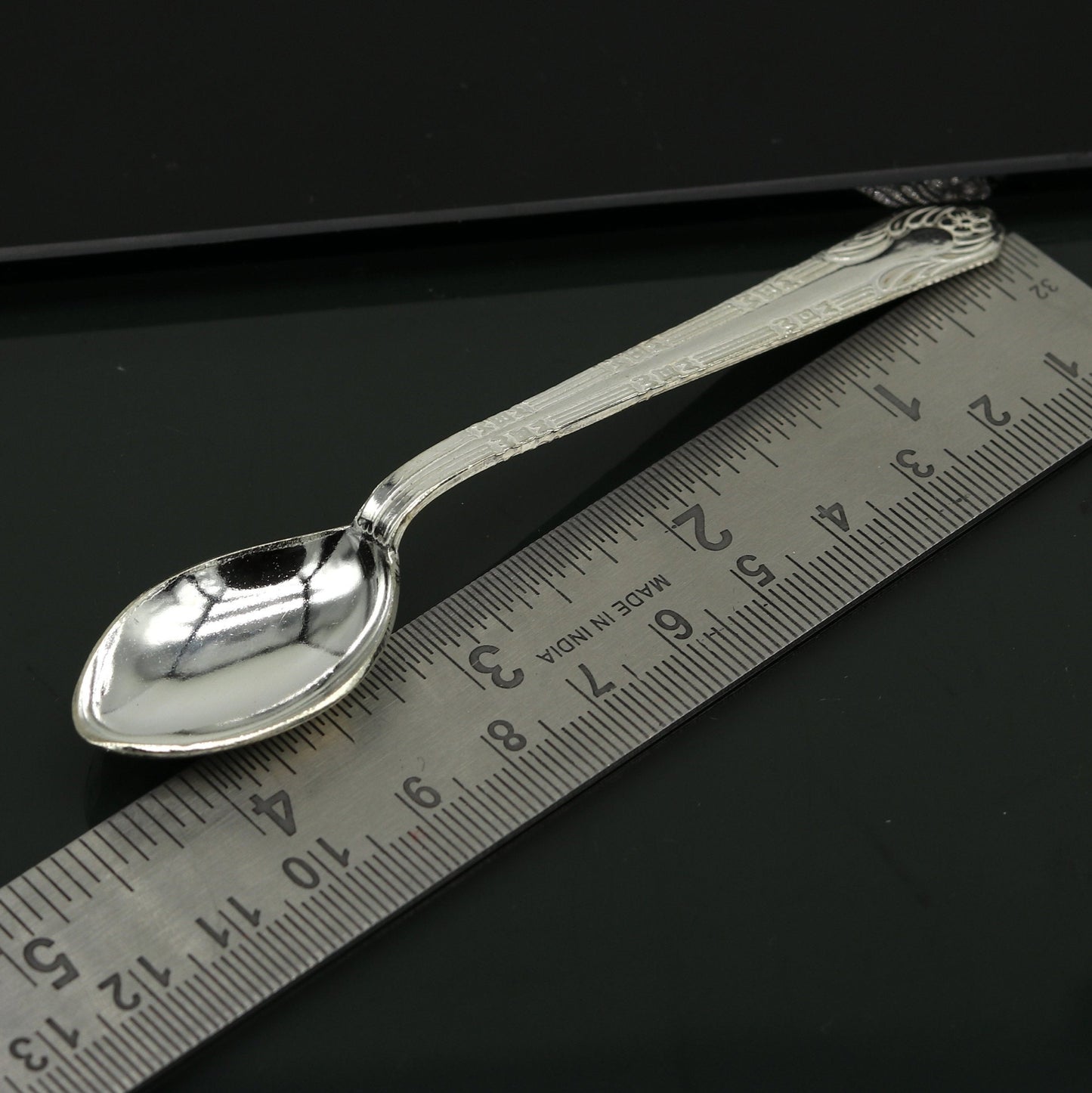 fabulous sterling silver handmade solid silver 5" spoon kitchen utensils, vessels, silver has antibacterial properties, stay healthy sv59 - TRIBAL ORNAMENTS