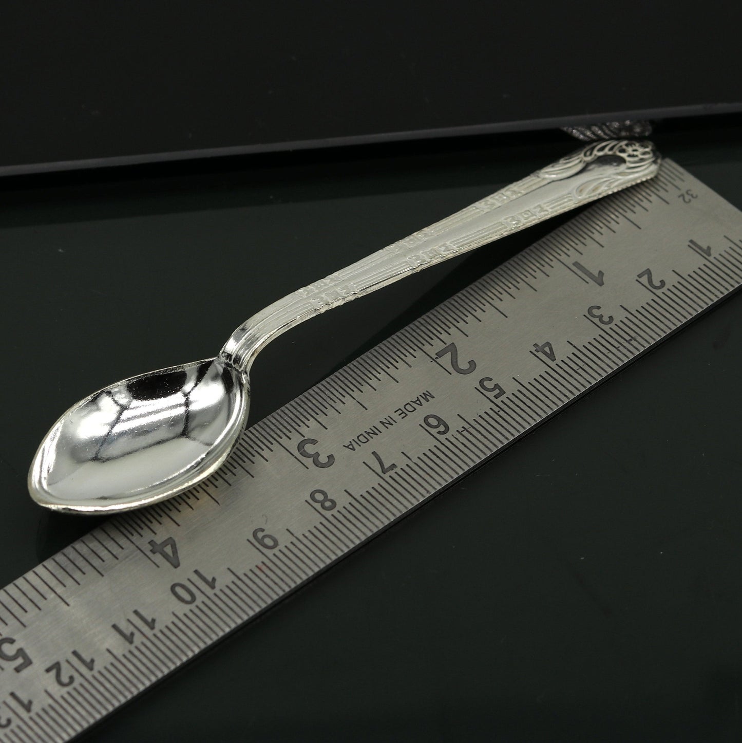 fabulous sterling silver handmade solid silver4.2" spoon kitchen utensils, vessels, silver has antibacterial properties, stay healthy sv61 - TRIBAL ORNAMENTS