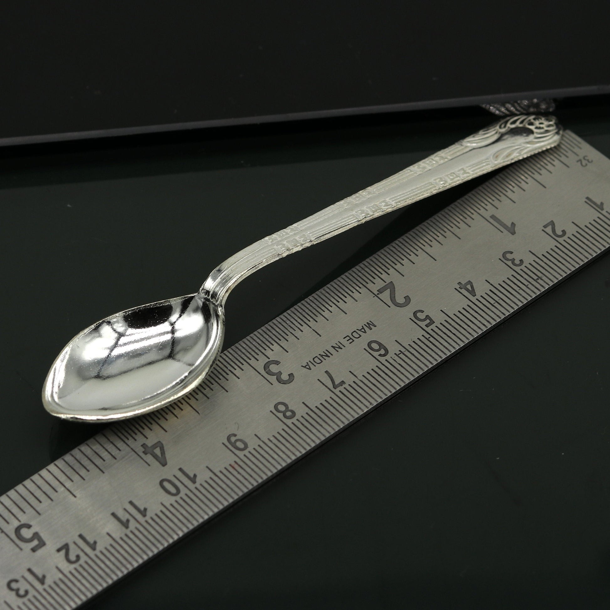 fabulous sterling silver handmade solid silver4.6" spoon kitchen utensils, vessels, silver has antibacterial properties, stay healthy sv60 - TRIBAL ORNAMENTS