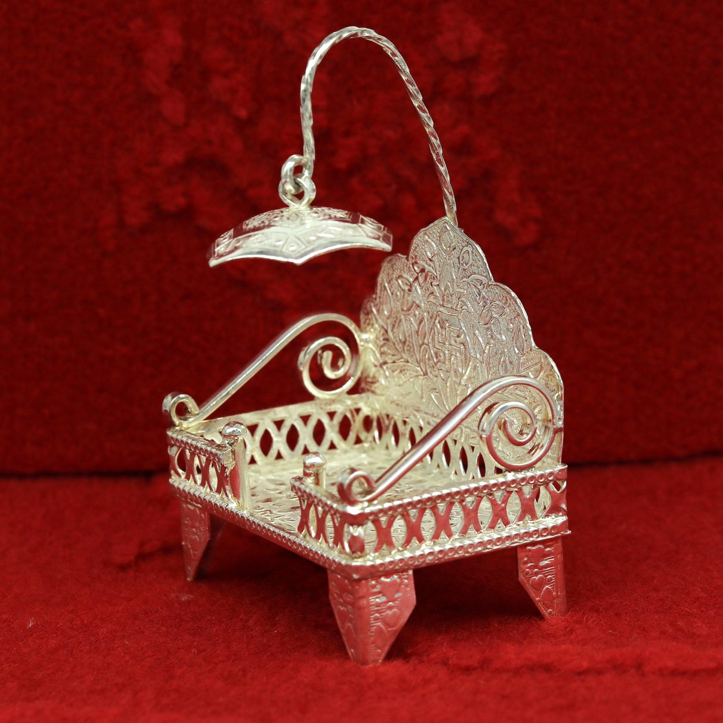 Sterling silver handmade amazing design home mini temple god "the throne" , amazing handcrafting work home decor temple art figurine sst13 - TRIBAL ORNAMENTS