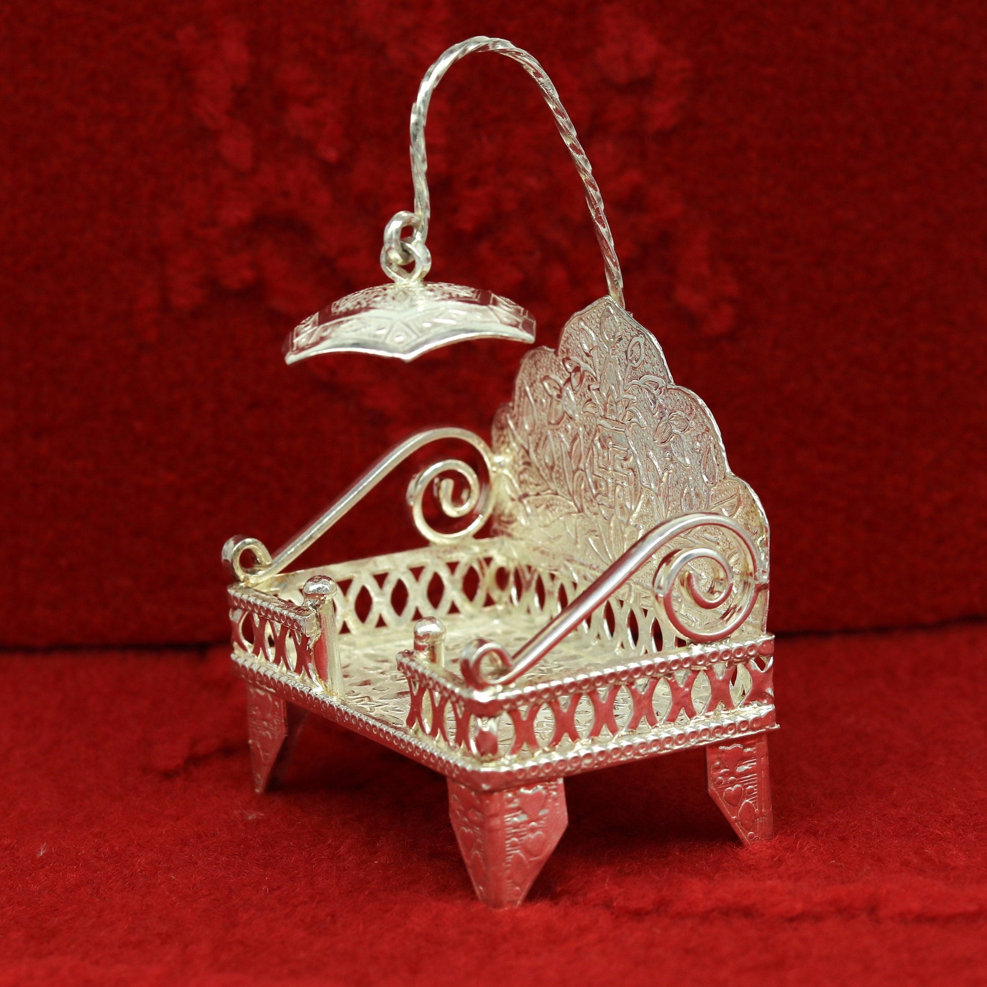 Sterling silver handmade amazing design home mini temple god "the throne"  , amazing handcrafting work home decor temple art figurine  sst13 - TRIBAL ORNAMENTS