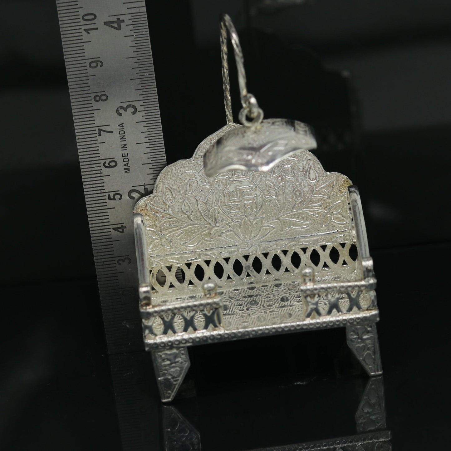 Sterling silver handmade amazing design home mini temple god "the throne" , amazing handcrafting work home decor temple art figurine sst13 - TRIBAL ORNAMENTS