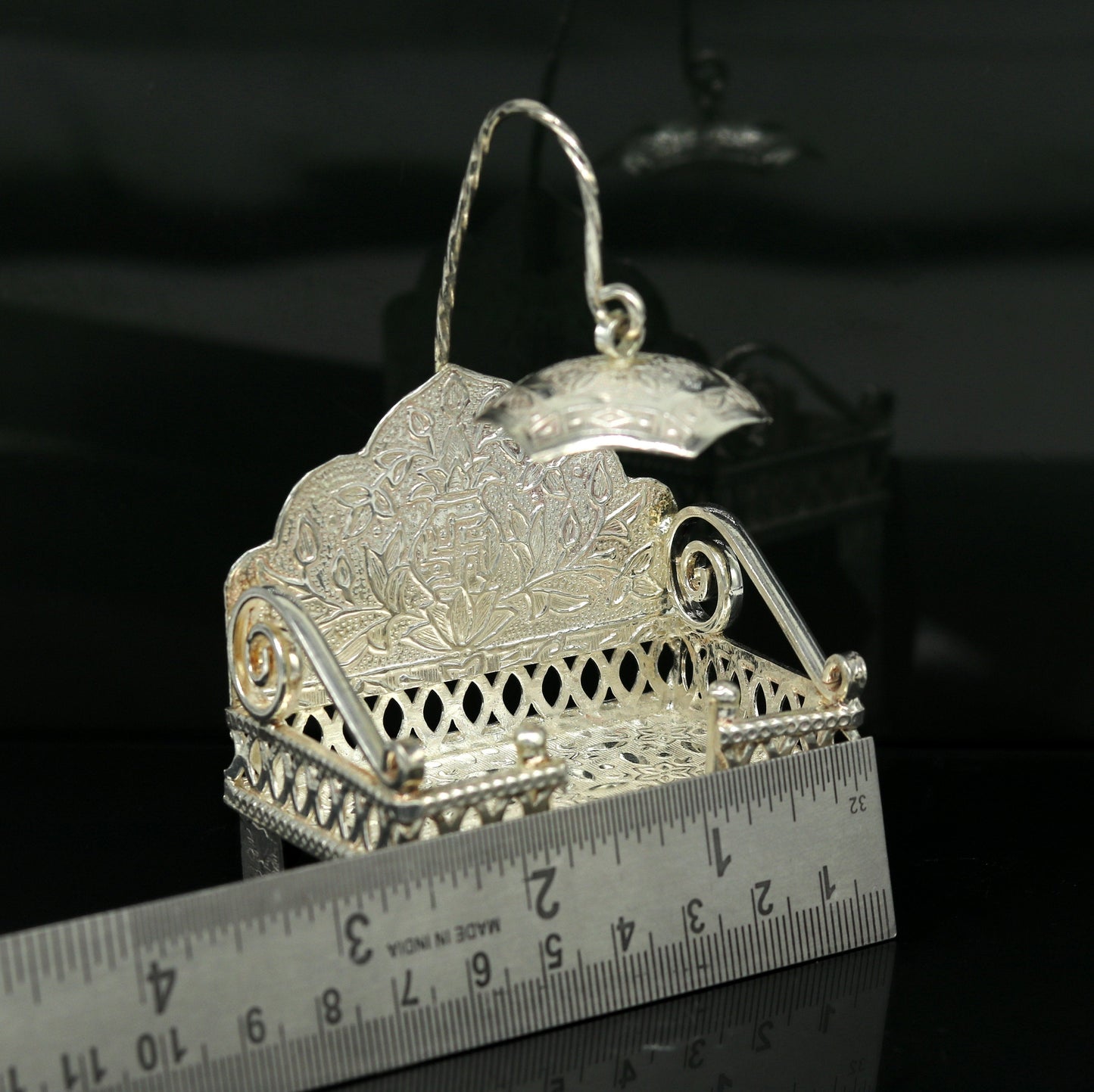 Sterling silver handmade amazing design home mini temple god "the throne" , amazing handcrafting work home decor temple art figurine sst13 - TRIBAL ORNAMENTS