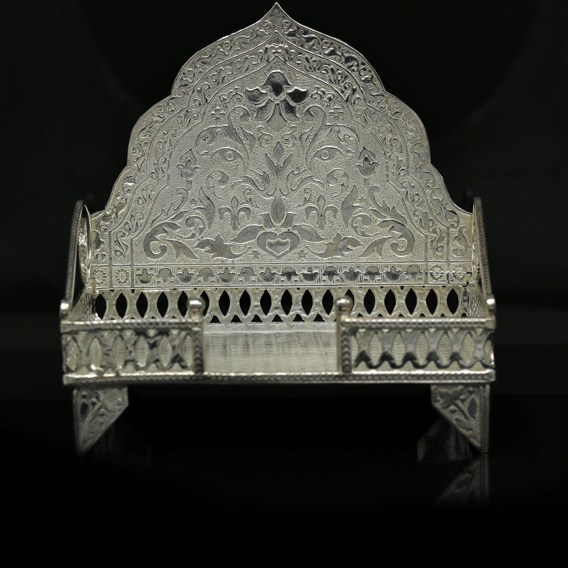Sterling silver handmade amazing design home mini temple god "the throne"  , amazing handcrafting work home decor temple art figurine sst14 - TRIBAL ORNAMENTS