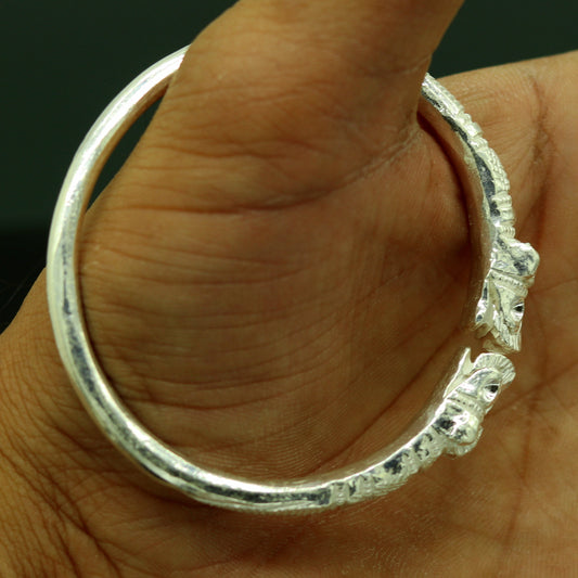 Vintage design handmade 999 Solid silver crocodile bangle kada boys or girls solid customized tribal design bangle adjustable kada nbbk98 - TRIBAL ORNAMENTS