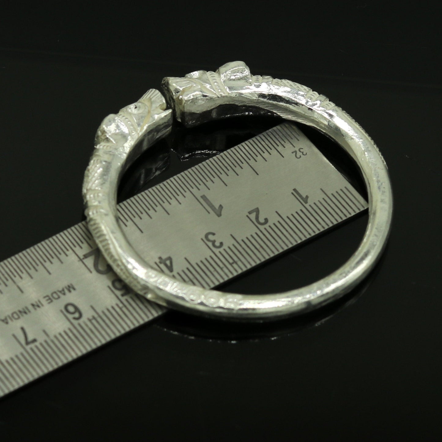 Vintage design handmade 999 fine silver baby bangle kada solid customized tribal design bangle adjustable unisex kids kada nbbk96 - TRIBAL ORNAMENTS