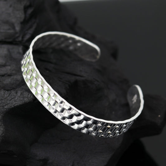 Vintage antique design handmade sterling silver open face adjustable kada bangle bracelet unisex customized stylish jewelry nsk298 - TRIBAL ORNAMENTS