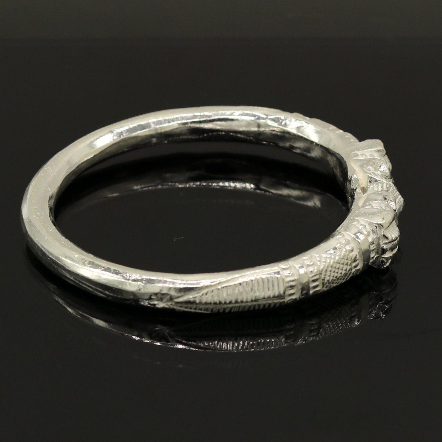 Solid silver handcrafted vintage antique style gorgeous bangle bracelet kada, customized adjustable crocodile bracelet for men's nssk241 - TRIBAL ORNAMENTS