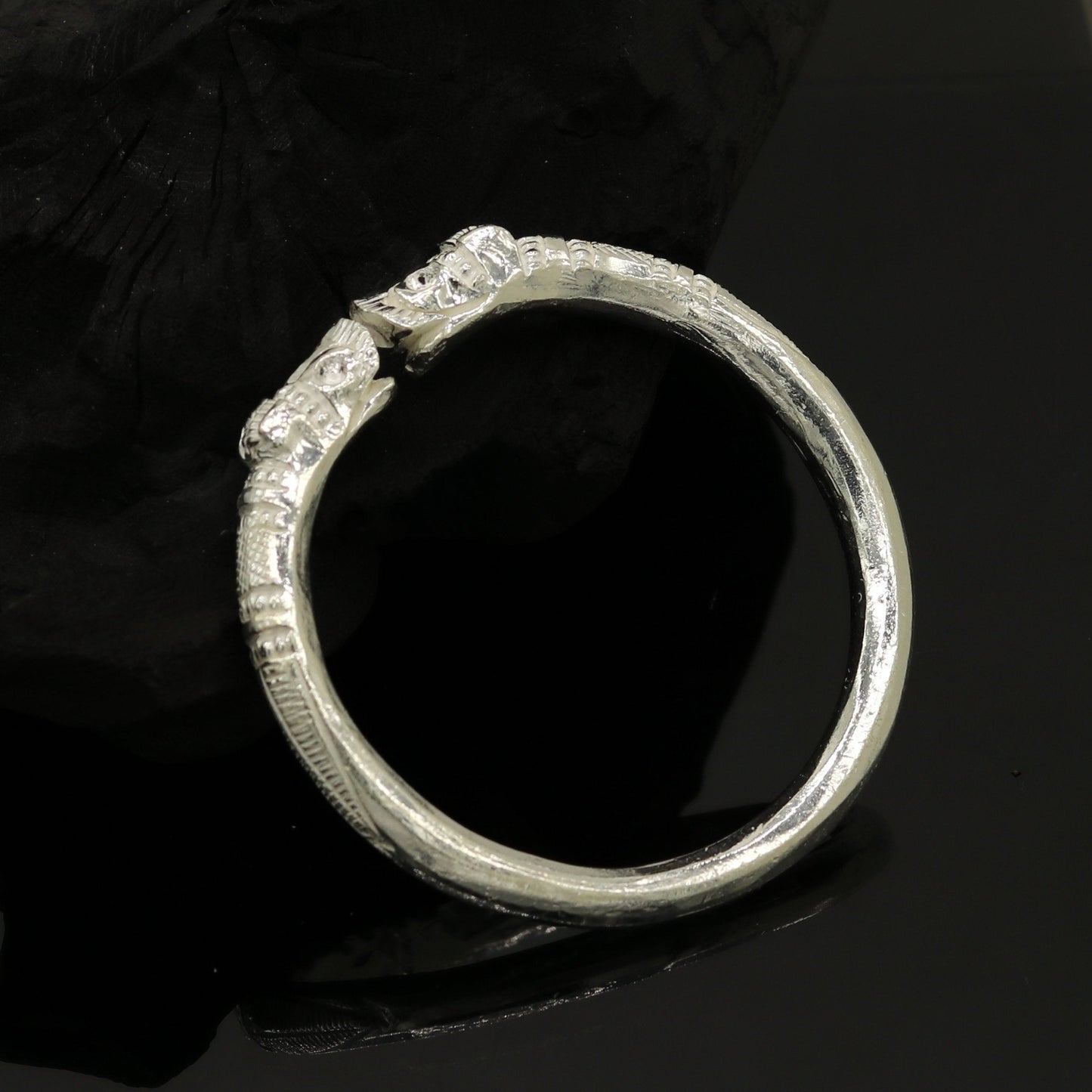 Solid silver handcrafted vintage antique style gorgeous bangle bracelet kada, customized adjustable crocodile bracelet for men's nssk241 - TRIBAL ORNAMENTS