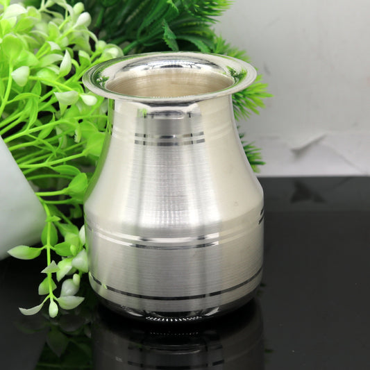 999 fine pure silver handmade solid kalash/lota, excellent silver tunmbler, silver vessels flask utensils, gifting home puja art sv73 - TRIBAL ORNAMENTS