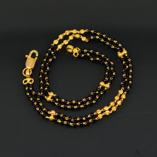 22kt yellow gold handmade gorgeous 2 Line black stone customized bracelet. awesome stylish bridesmaid personalized gifting jewelry br38 - TRIBAL ORNAMENTS