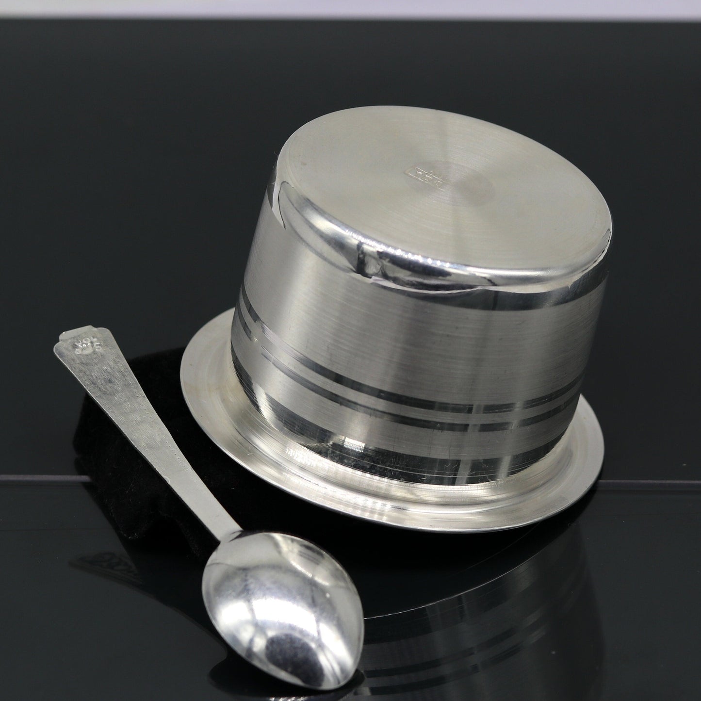 999 pure silver handmade solid bowl and spoon, silver baby feeding set tumbler bowl, stay healthy, silver utensils for rice ceremony sv78 - TRIBAL ORNAMENTS
