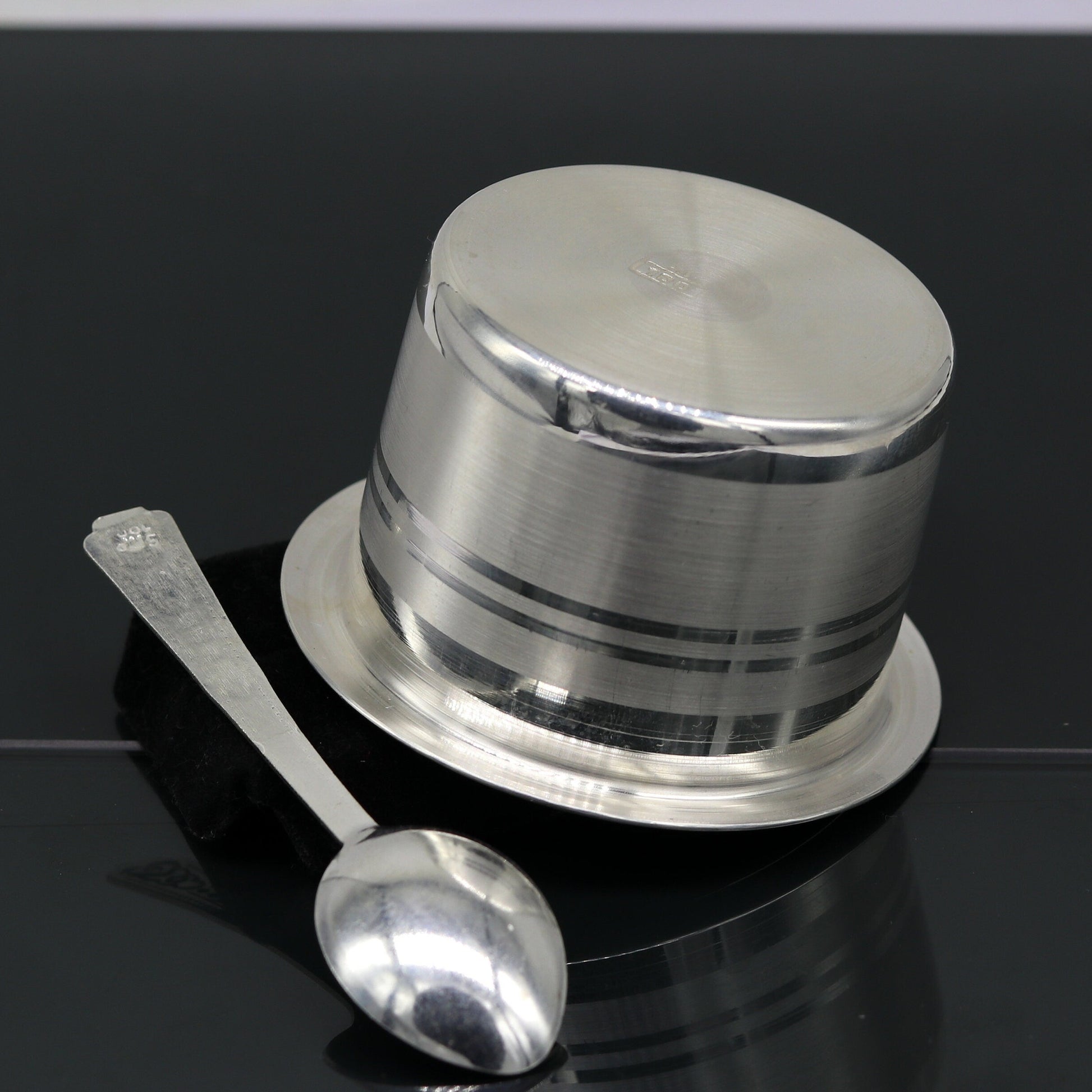 999 pure silver handmade solid bowl and spoon, silver baby feeding set tumbler bowl, stay healthy, silver utensils for rice ceremony sv78 - TRIBAL ORNAMENTS