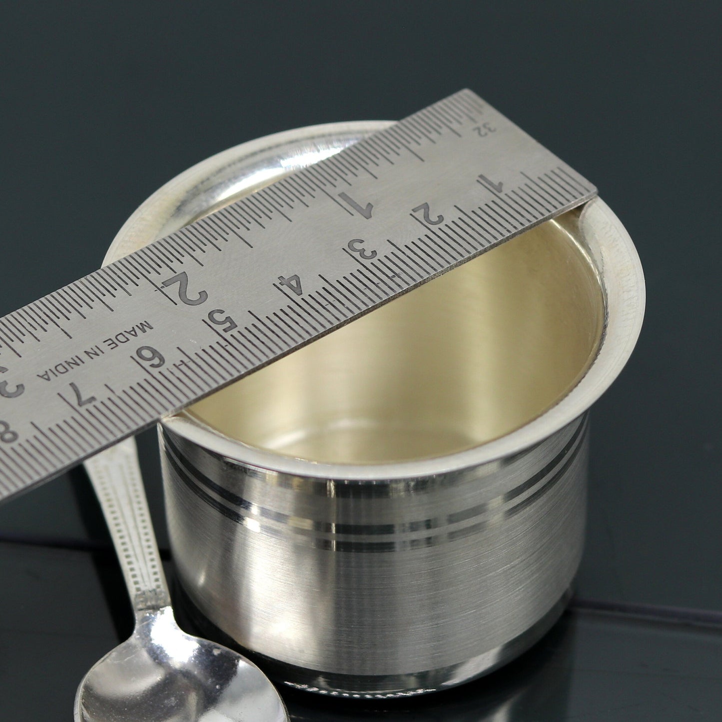 999 pure silver handmade solid bowl and spoon, silver baby feeding set tumbler bowl, stay healthy, silver utensils for rice ceremony sv79 - TRIBAL ORNAMENTS