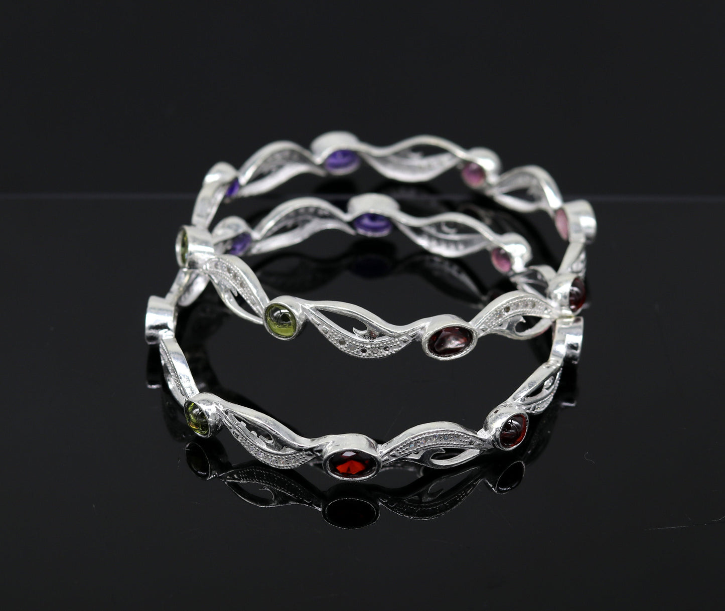 925 sterling silver handmade Customized bangle, gorgeous multicolor stone stone stylish bangle excellent bridesmaid tribal jewelry nba79 - TRIBAL ORNAMENTS