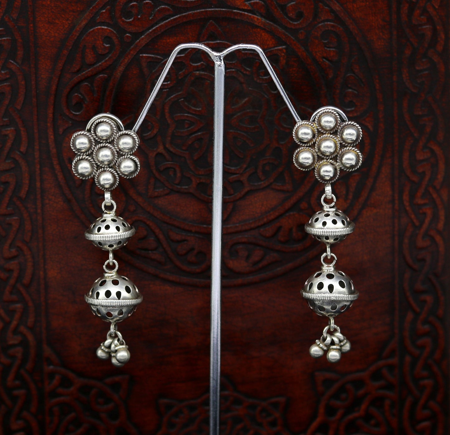 Amazing 925 sterling silver handmade customized vintage antique style drop dangle peacock stud earring tribal belly dance jewelry ear475 - TRIBAL ORNAMENTS