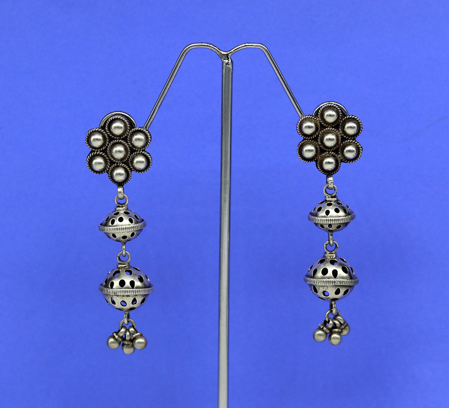 Amazing 925 sterling silver handmade customized vintage antique style drop dangle peacock stud earring tribal belly dance jewelry ear475 - TRIBAL ORNAMENTS