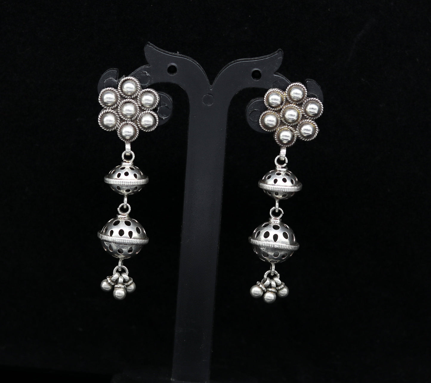 Amazing 925 sterling silver handmade customized vintage antique style drop dangle peacock stud earring tribal belly dance jewelry ear475 - TRIBAL ORNAMENTS