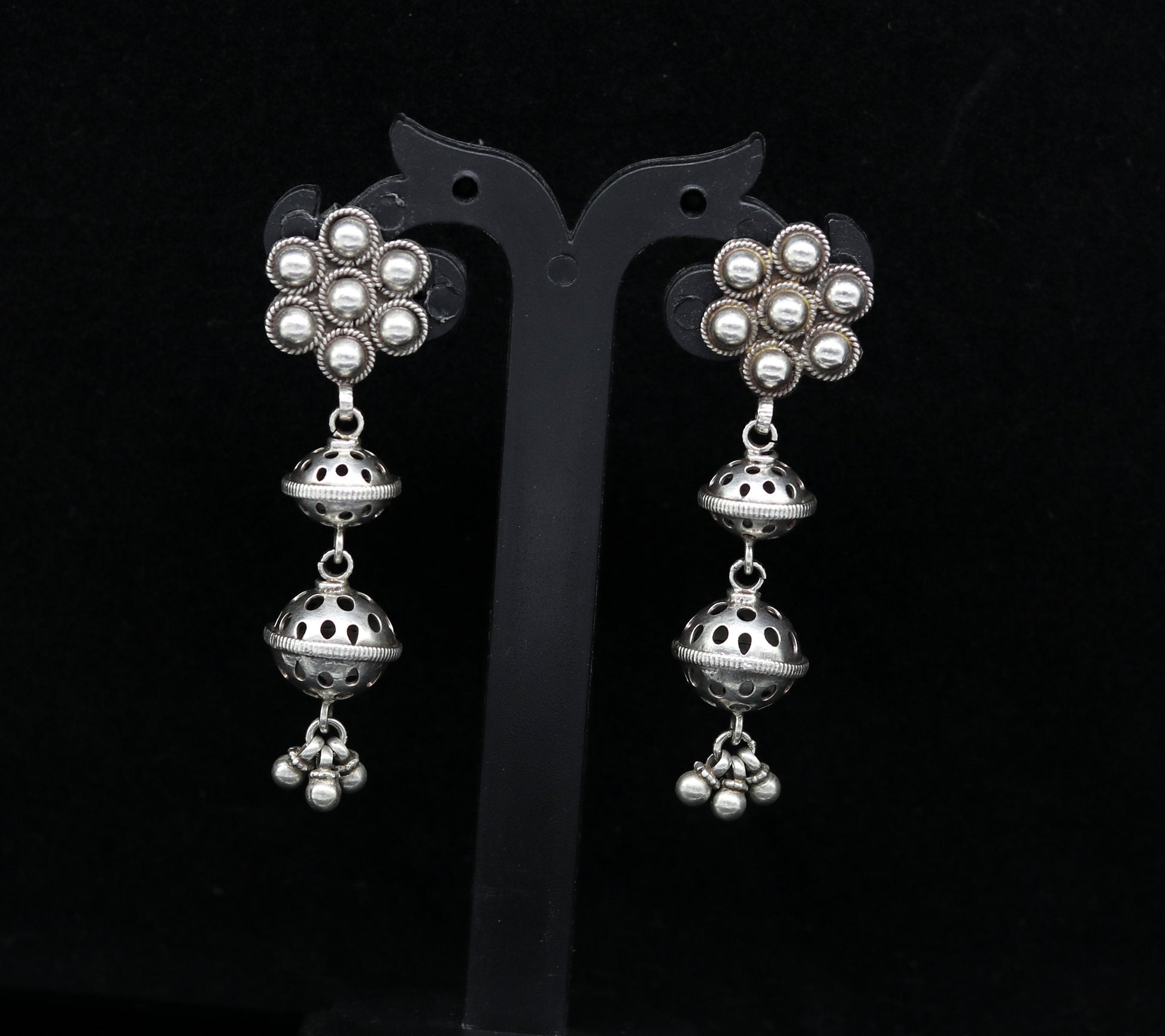 Amazing 925 sterling silver handmade customized vintage antique style drop dangle peacock stud earring tribal belly dance jewelry ear475 - TRIBAL ORNAMENTS