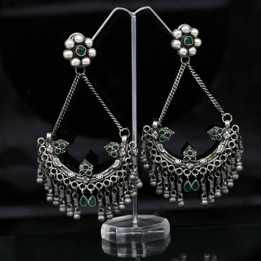 925 sterling silver handmade gorgeous customized heavy look drop dangle stud earring, charm jewelry, wedding bridesmaid jewelry s880 - TRIBAL ORNAMENTS