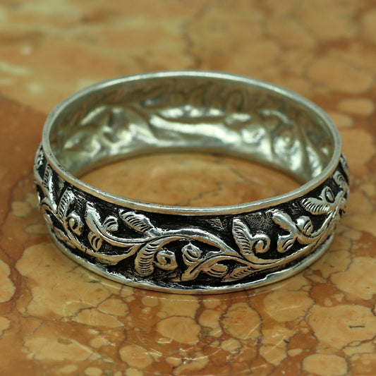 925 sterling silver handmade vintage customized design chitai work brides maid bangle bracelet gifting personalized tribal jewelry nssk255 - TRIBAL ORNAMENTS